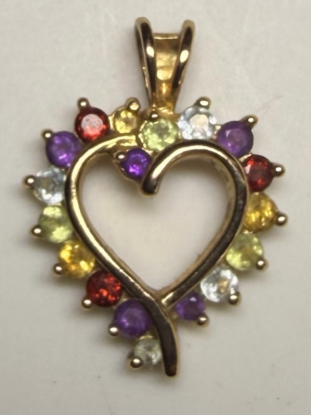 Heart Pendant .925 with Multicolor Gem Accents - 1/2”